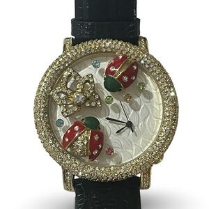 Swarovski Crystal TW Steel Leather Band Ladybug Watch